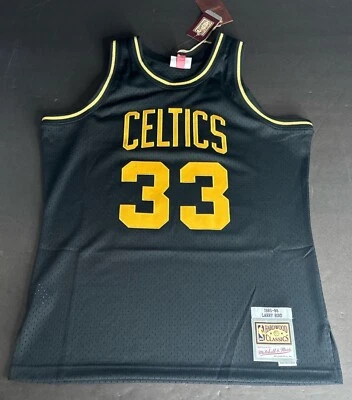 Larry Bird Signed Celtics Black & Gold Mitchell & Ness Jersey PSA 2C64407 - Image 1 of 3