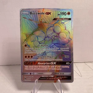 Buzzwole GX 115/111 Crimson Invasion Rainbow Secret Rare Holo Pokemon Card NM - Picture 1 of 2