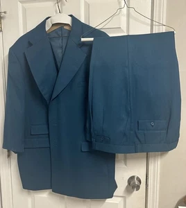 3 tlg Fortino Landi Herren Anzug türkis Streifen Sakko Hose & Weste Gr. 54R / 48R - Bild 1 von 24