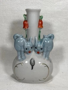 Vintage 2 Scared Cats And A Mouse Vase Japan - Picture 1 of 4