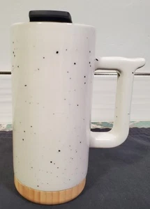 Ello Aspen Dusty White Speckled 16oz Coffee Tumbler Mug With Wood Base - Picture 1 of 8