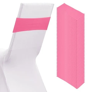 50 Pcs Spandex Chair Sashes Bows with Slider Buckle, Pink - Picture 1 of 7