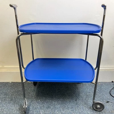Vintage David Mellor 'Transit' Folding Trolley Table Blue for Magis - Image 1 of 4