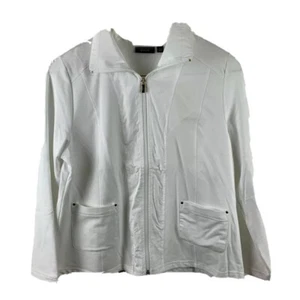 Chaqueta para mujer Susan Graver ligera blanca con cremallera 2 bolsillos delanteros L nueva - Imagen 1 de 7