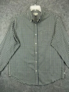 Haggar Button Up Shirt Mens Large Green Check Long Sleeve Work Casual Mens - Picture 1 of 10