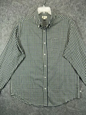 Haggar Button Up Shirt Mens Large Green Check Long Sleeve Work Casual Mens - Image 1 of 4
