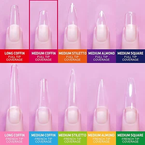 NSI Soft Gel Tips Medium Stiletto Clear Box Of 550 Tips - Picture 1 of 3