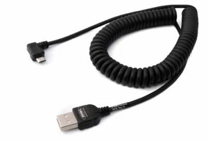 USB 2.0 Cable 200 CM Type A Plug To Micro B Plug Spiral Angle IN Black - Picture 1 of 6