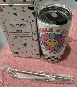 Homisbes Be kind Teach Love Inspire Stainless Steel Tumbler New - Picture 1 of 3