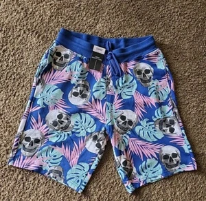 No Boundaries Men's Lounge Shorts Tropical Palms Skulls Brand New with Tags - Picture 1 of 1
