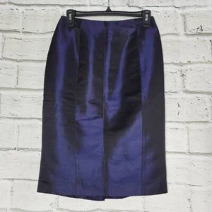 Nina Ricci Women's Black Purple Silk Wool Blend Back Zipper Pencil Skirt 38 XS 2 - Picture 1 of 12