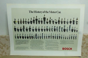 NOS ORIGINAL Oldtimer BOSCH PLAKAT WERBUNG MOTOR AUTO ZÜNDKERZE GESCHICHTE 1902 - 1977 - Bild 1 von 6