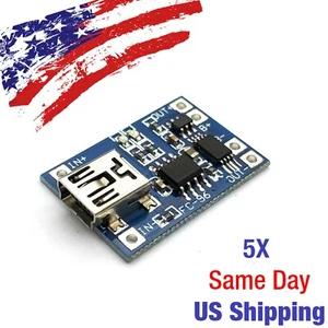 Mini módulo cargador de batería de iones de litio USB TP4056 5V 1A protección 18650 5 PIEZAS - ¡EE. UU.! - Imagen 1 de 2