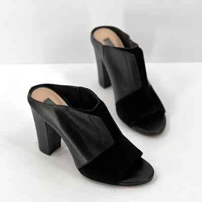 Zapatos GRAY SAKS FIVE AVENUE para mujer 9,5 negro tacón sin cordones mula gamuza cuero Foto 1 de 4