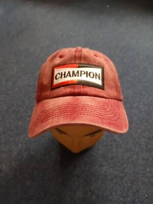 Champion Spark Plugs Red/ Pink Stone Wash Baseball Cap & Fyre Festival Wristband - Image 1 of 4