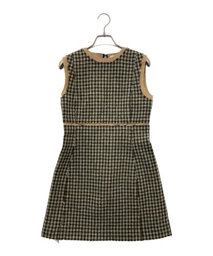 Abito smanicato Celine by Phoebe Philo tweed check verde 34 usatoone