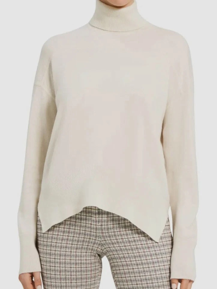 Theory Women's Ivory Turtleneck Pullover Cashmere Sweater Size L