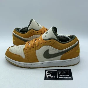 Size 9.5 - Air Jordan 1 SE Low Light Curry Yellow Green Suede (DH6931-102) - Picture 1 of 7