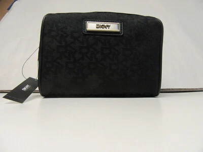 Bolso de Cosméticos DKNY SLGS-Heritage con Borde de Cuero Saffiano Negro/Negro Foto 1 de 4