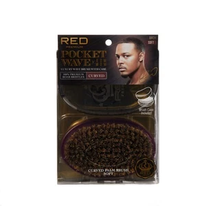 RED BY KISS BOW WOW X POCKET WAVE MEDIUM BOAR BRUSH WITH CASE #BR31 SOFT - Picture 1 of 6