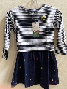 NWT Joules  Navy & White Stripe Weather Bee Rose A-Line Dress 8 - Picture 1 of 6