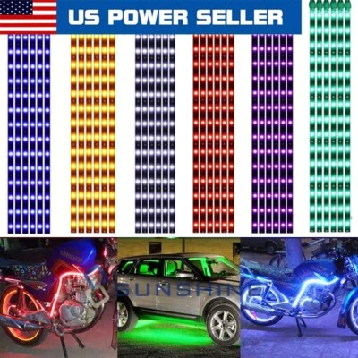 6PCS DC 12V Waterproof 1Ft 15 LED Strip Underbody Light with 6" wires for motor - Image 1 of 4