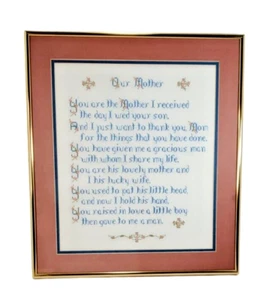 Mother's Day Completed Framed Cross Stitch "Our Mother" for Mother-in-Law - Picture 1 of 10