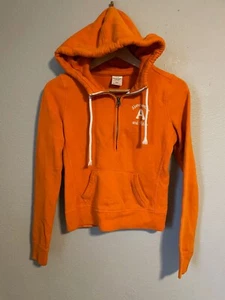 Vintage Abercrombie & Fitch Womens Hoodie XS Orange Embroidered Zip Grunge Y2K - Picture 1 of 8
