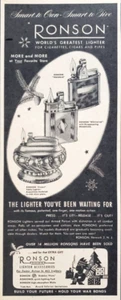 PRINT AD Ronson Standard and Table Lighters 1945 5x12.5 Christmas War Bonds - Picture 1 of 1
