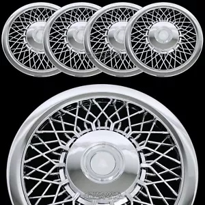 4 New 15" CHROME SPOKE Hub Caps Full Wire Wheel Covers Rim Cap Lug Cover Hubs C - Picture 1 of 8