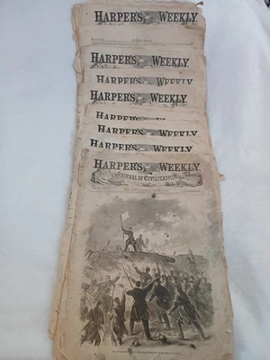 1862 Harpers Weekly Lot, 9 Full Issues  From March 1 - May 3 + May 10 and May 24 - Image 1 of 4