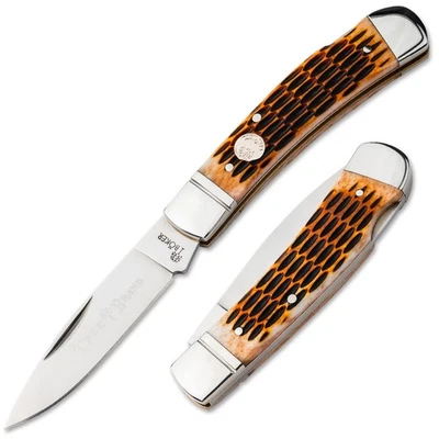 Cuchillo de Bolsillo BOKER® Treebrand Lockback Ámbar Hueso Plantado 2.95" D2 Clásico 110891 Foto 1 de 4