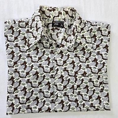 VTG 70s JC Penney Disco Shirt Short Sleeve Floral Print Men's L Dagger Collar - Image 1 of 4