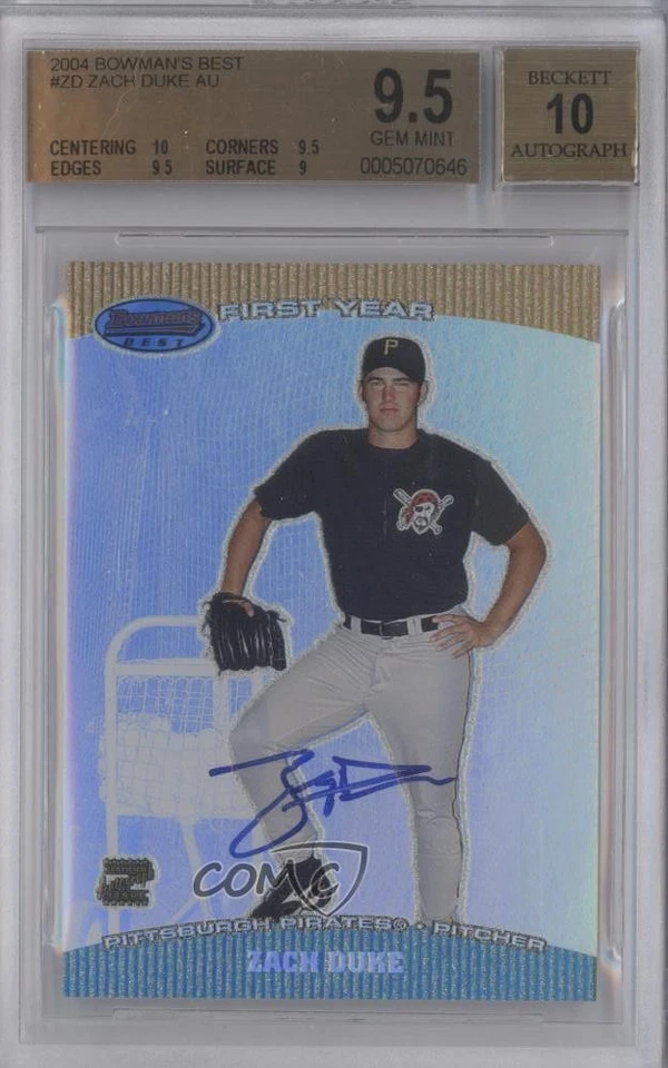 2004 Bowman's Best First Year Zach Duke #BB-ZD BGS 9.5 GEM MINT Rookie Auto RC - Image 1 of 2