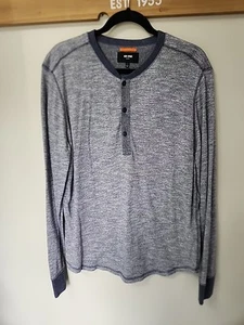 Jack Spade Shirt Mens Henley Blue Raglan Long Sleeve Pullover ~ Large - Picture 1 of 11