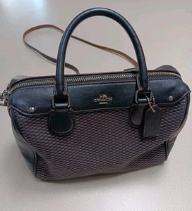 Coach Mini Bennett Satchel Handbag Crossbody Bag Two Tone Black Brown - Picture 1 of 20