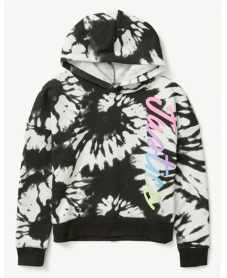 Sudadera con capucha polar Justice Girls Everyday Faves negra blanca grande (12/14) Foto 1 de 4