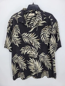 Karibik Hawaiihemd Herren XLT Schwarz Blumen Seidenmischung Kurzarm Knopfleiste - Bild 1 von 10