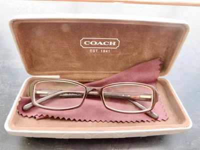 Estuche rígido blanco vintage Coach Blondelle 2033 marrón brillo Rx con logotipo Foto 1 de 4