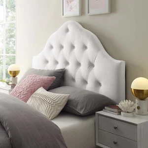 Modway Sovereign Biscuit Tufted Performance Velvet Full Headboard in White - Picture 1 of 7