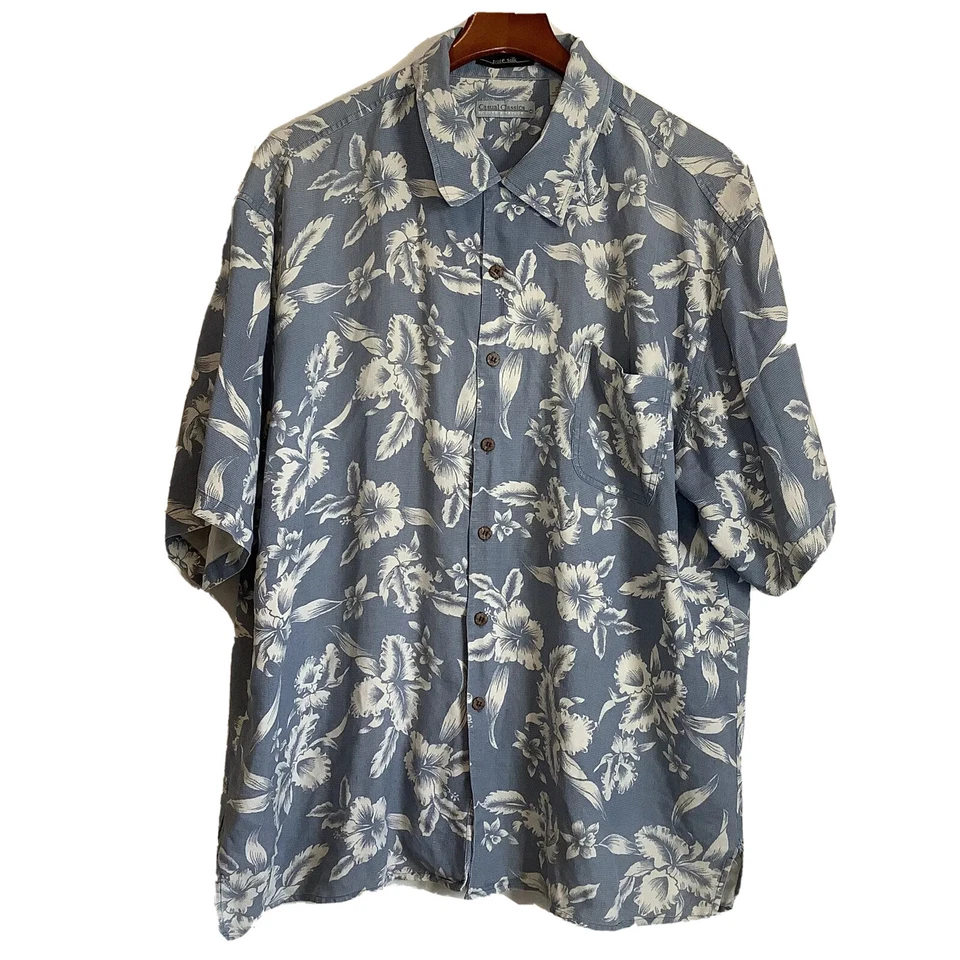 Camisa Hawaiana Floral Manga Corta 100% Seda Pura Lord & Taylor Para Hombres XXL Foto 1 de 4