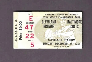 RARE 1964 WORLD CHAMPIONSHIP Baltimore Colts at Cleveland Browns Ticket Stub - Picture 1 of 2