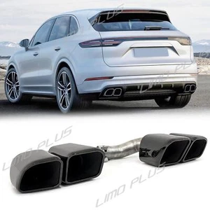 Square Exhaust Pipe Muffler Tips for Porsche Cayenne Base 2019-2024 Black/Chrome - Picture 1 of 28