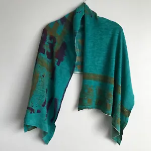 We The Free People Wool Scarf Aqua Green Rectangle Wrap Abstract Navajo Print - Picture 1 of 11