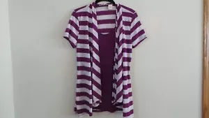 Women's Allison Brittney Woman Top, Size Small, Purple and White, Stripes - Picture 1 of 8