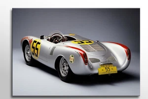 LARGE BOX CANVAS WALL ART CLASSIC SILVER PORSCHE SPYDER RACING CAR NEW PRINT - Picture 1 of 2