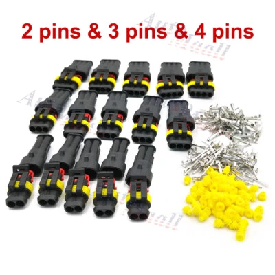 15Kits 2 3 4 Pin Way Sealed Waterproof Electrical Connector Plug Motorcycle Boat - Image 1 of 4