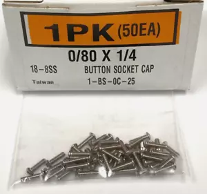 New 0/80 x 1/4" Button Socket Cap Screw, Stainless Steel (50ea) - Picture 1 of 3