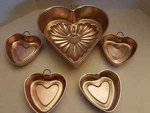 STAMPI VINTAGE SPECCHIO ALLUMINIO 5 PZ A FORMA DI CUORE COLORE RAME ALLUMINIO TONIFICATO WTAGS - Foto 1 di 12