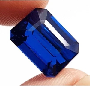 10-12Ct Natural Blue Tanzanite Certified Loose Gemstone  Emerald Cut CustomFree - Picture 1 of 5